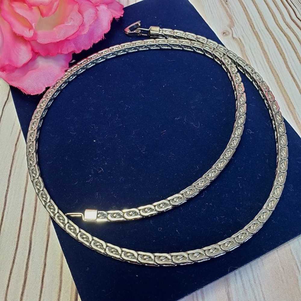 Short Silver Tone Chain Choker Necklace 18" Long - image 2