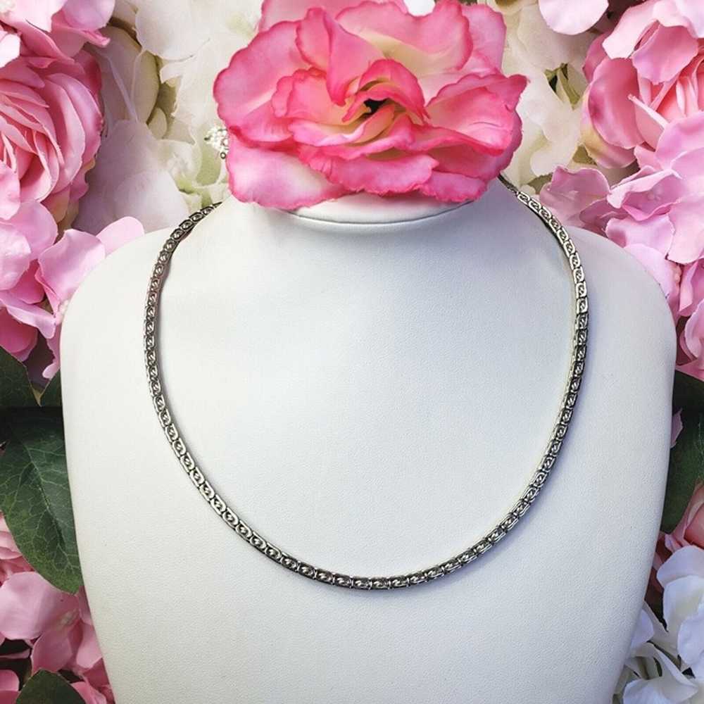 Short Silver Tone Chain Choker Necklace 18" Long - image 4