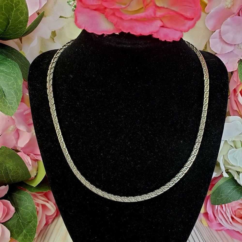 Short Silver Tone Chain Choker Necklace 18" Long - image 6