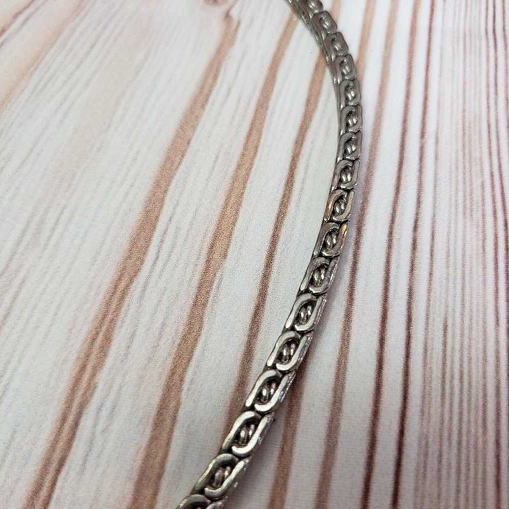 Short Silver Tone Chain Choker Necklace 18" Long - image 7