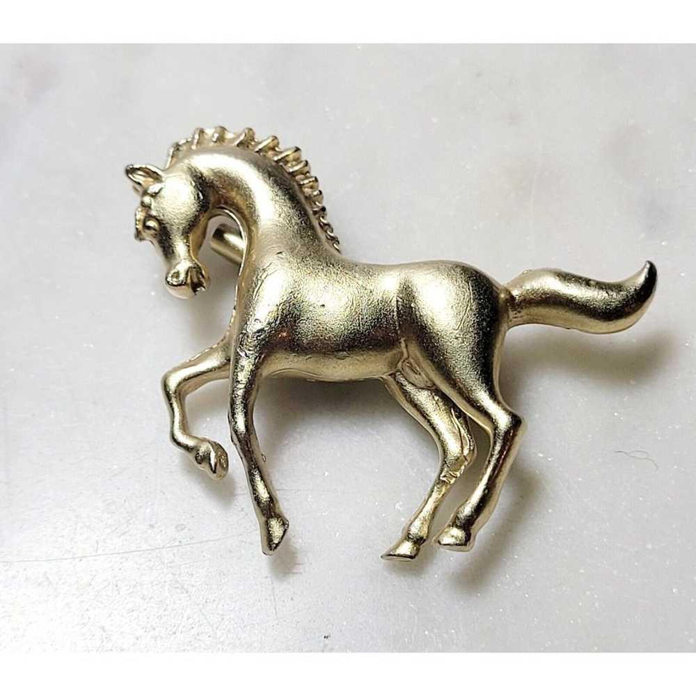 2 Vintage  Prancing Horse Pin Brooches 1 Brushed … - image 4