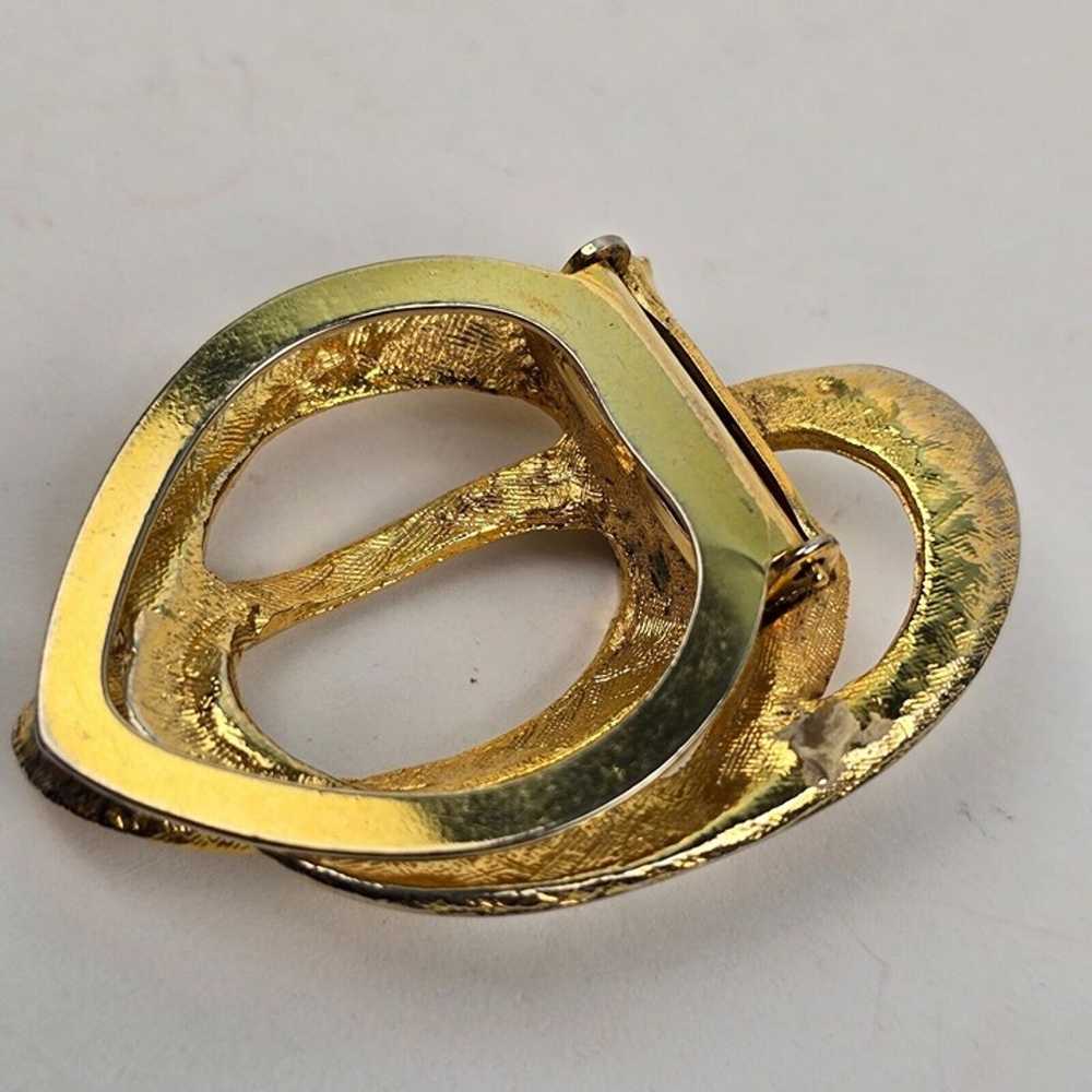 Vintage Scarf Ring Clip LIEBA USA Gold Tone Fashi… - image 4