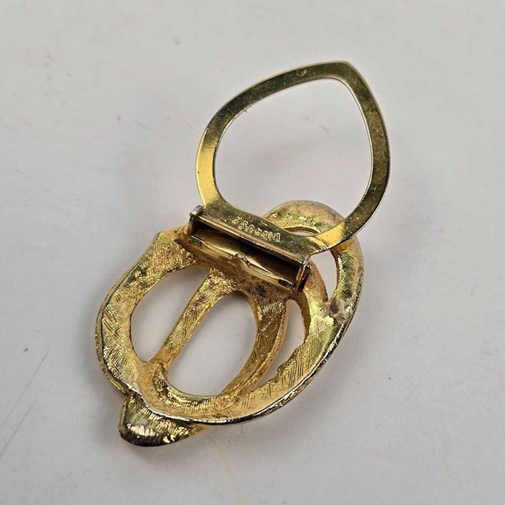 Vintage Scarf Ring Clip LIEBA USA Gold Tone Fashi… - image 5