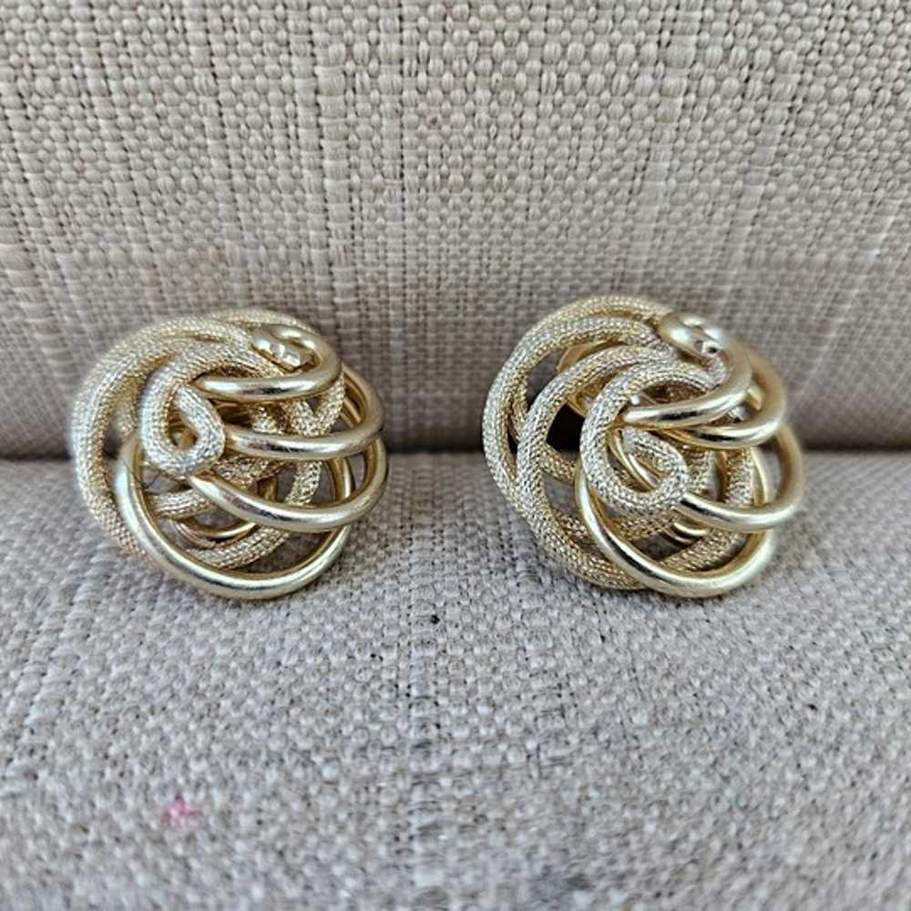 Vintage Earrings Gold Tone Clip On Fashion Ear Je… - image 10