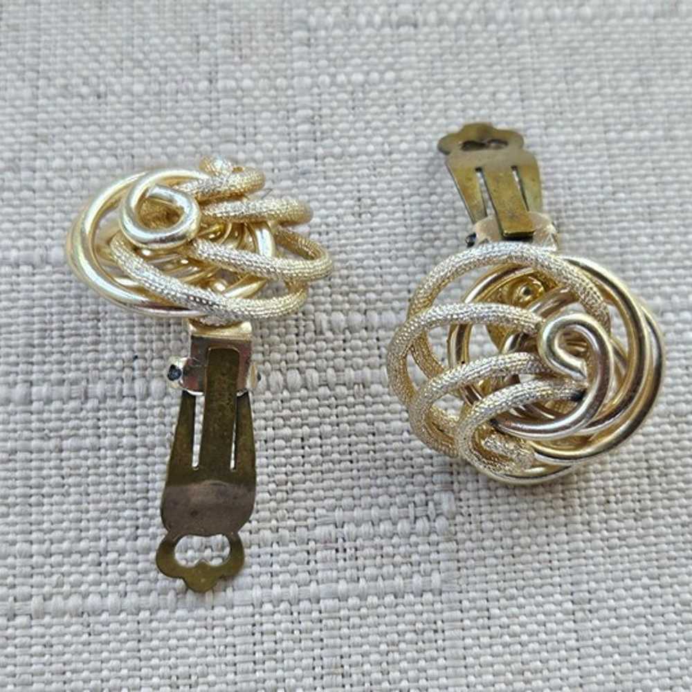 Vintage Earrings Gold Tone Clip On Fashion Ear Je… - image 11