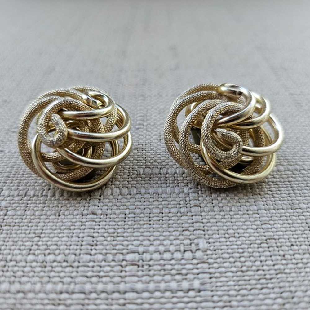 Vintage Earrings Gold Tone Clip On Fashion Ear Je… - image 2