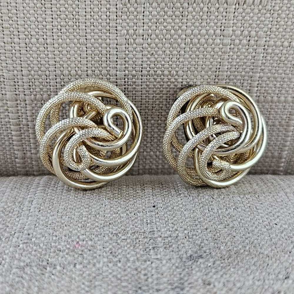 Vintage Earrings Gold Tone Clip On Fashion Ear Je… - image 3