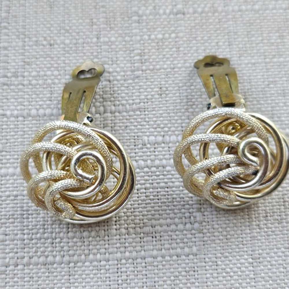 Vintage Earrings Gold Tone Clip On Fashion Ear Je… - image 4