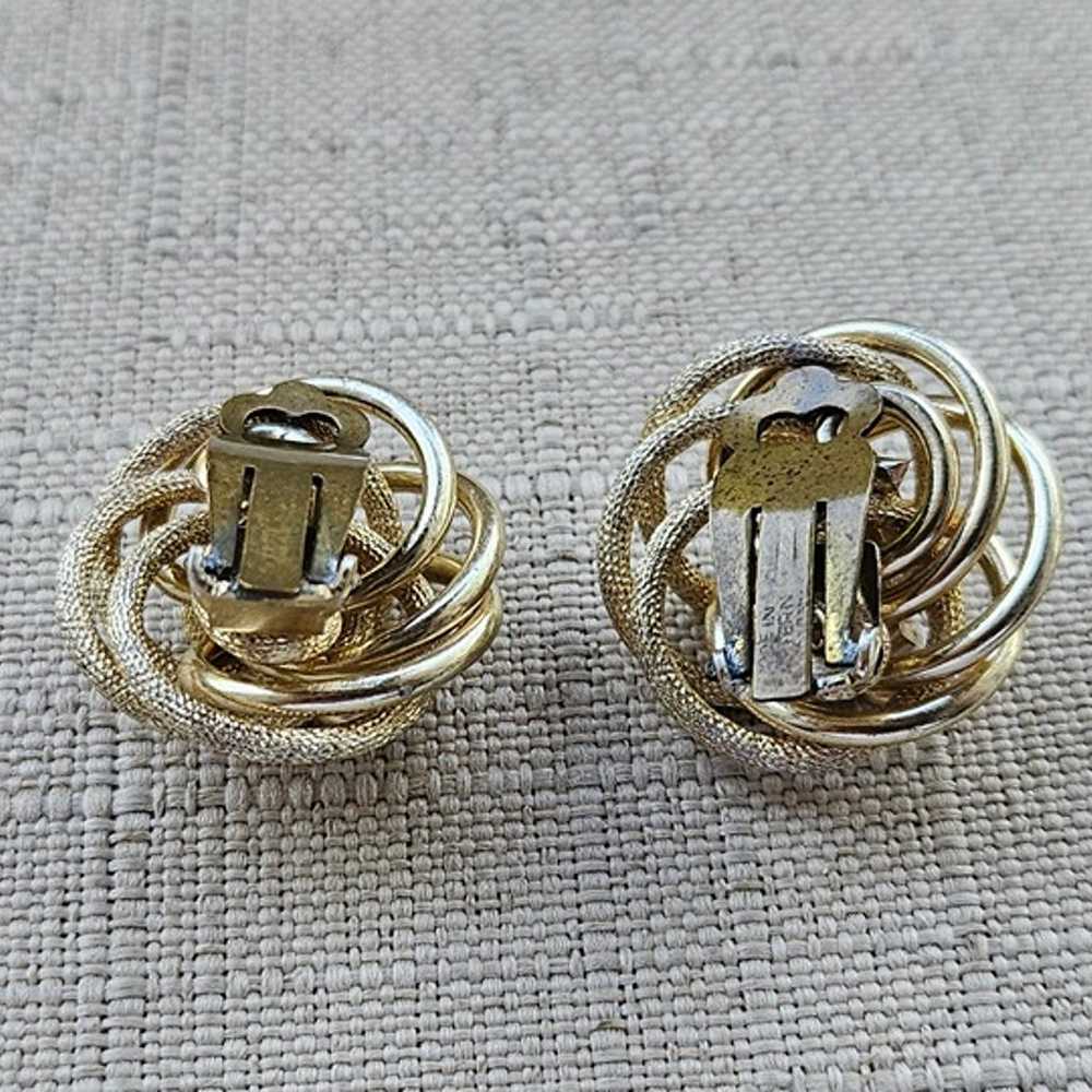 Vintage Earrings Gold Tone Clip On Fashion Ear Je… - image 5