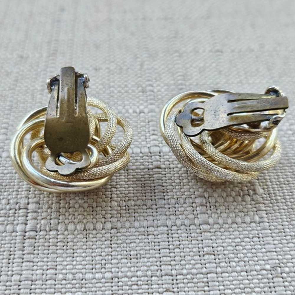 Vintage Earrings Gold Tone Clip On Fashion Ear Je… - image 6