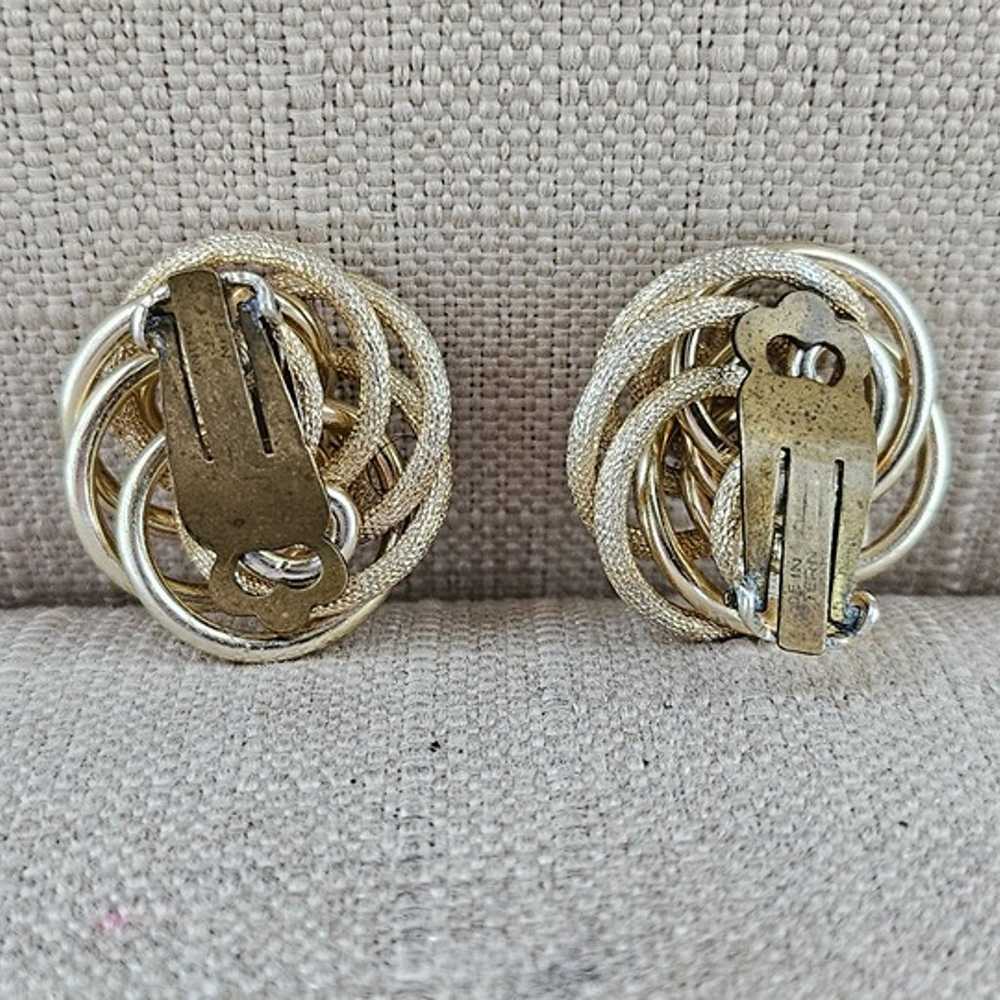 Vintage Earrings Gold Tone Clip On Fashion Ear Je… - image 7