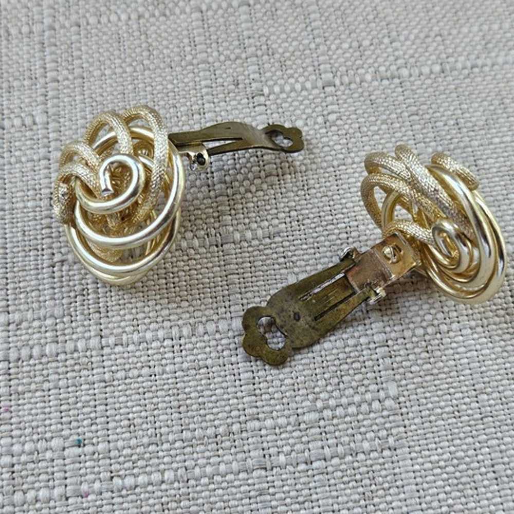 Vintage Earrings Gold Tone Clip On Fashion Ear Je… - image 8