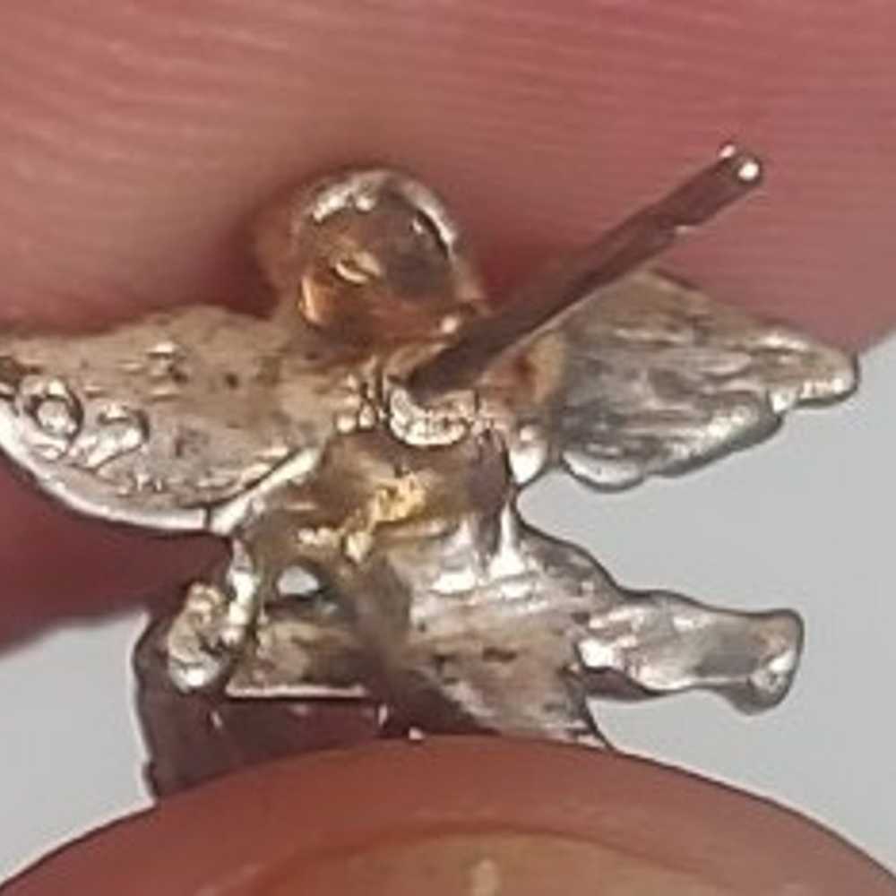 Vintage Sterling Silver Heart Cz Cherub Angel Stu… - image 4