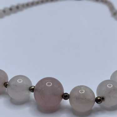 Layered Necklace Rose Quartz Beaded Designer Jewe… - image 1