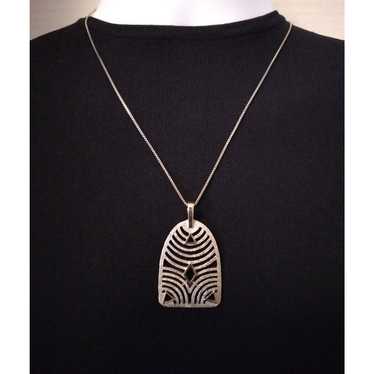 1970s Vintage Kramer Pendant Necklace Textured Si… - image 1