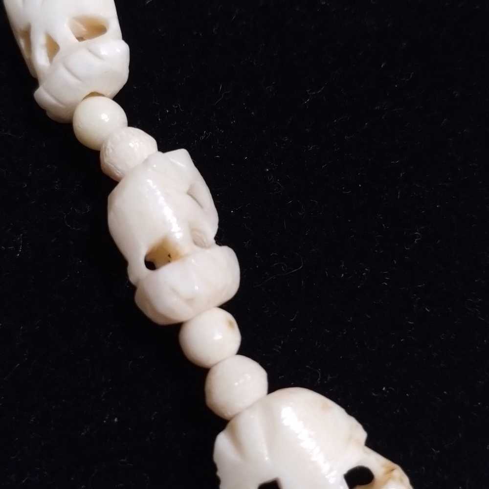 Vintage Asian Bovine Bone Carved Elephant Pendant… - image 11