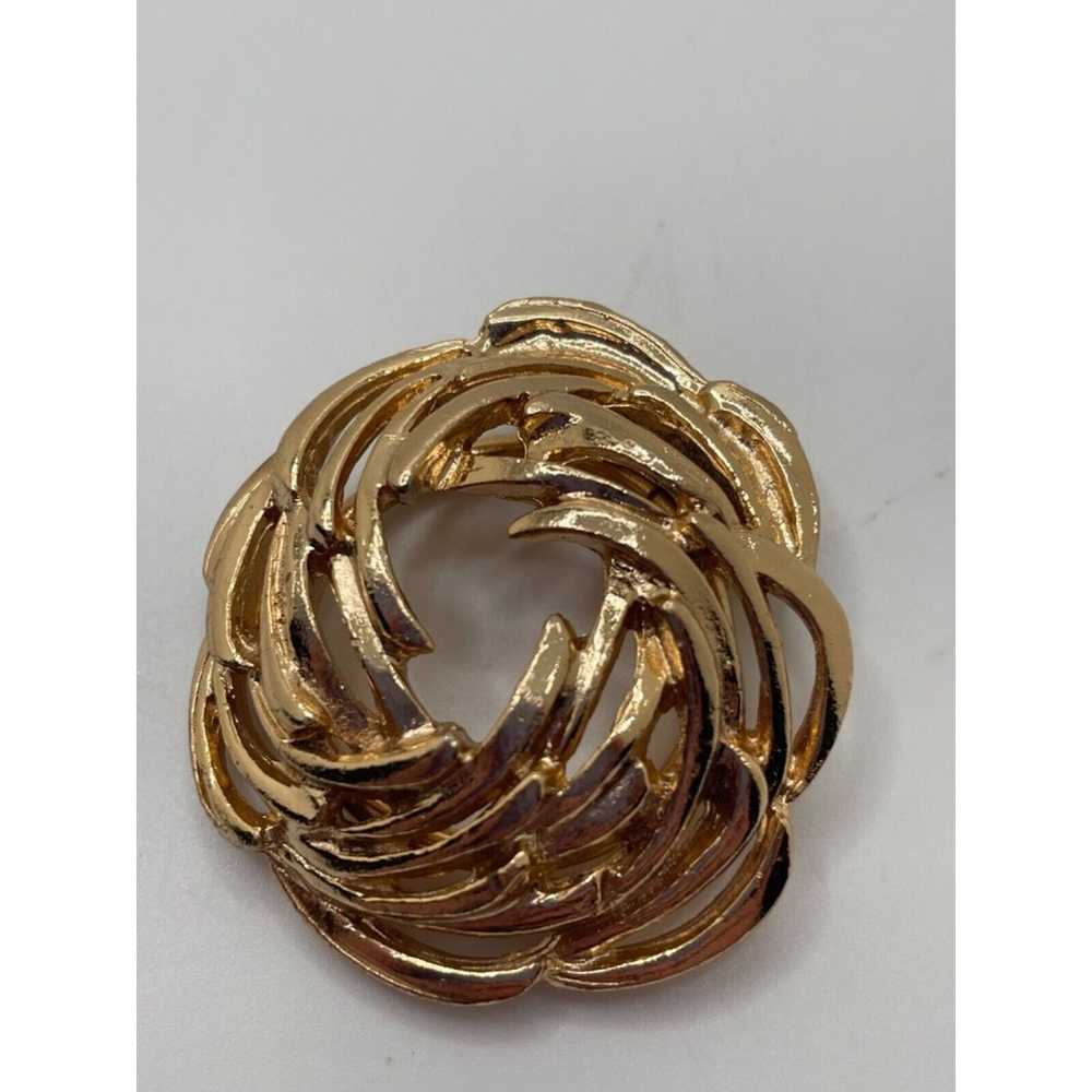 Gold tone vintage Western Germany clip brooch - image 1