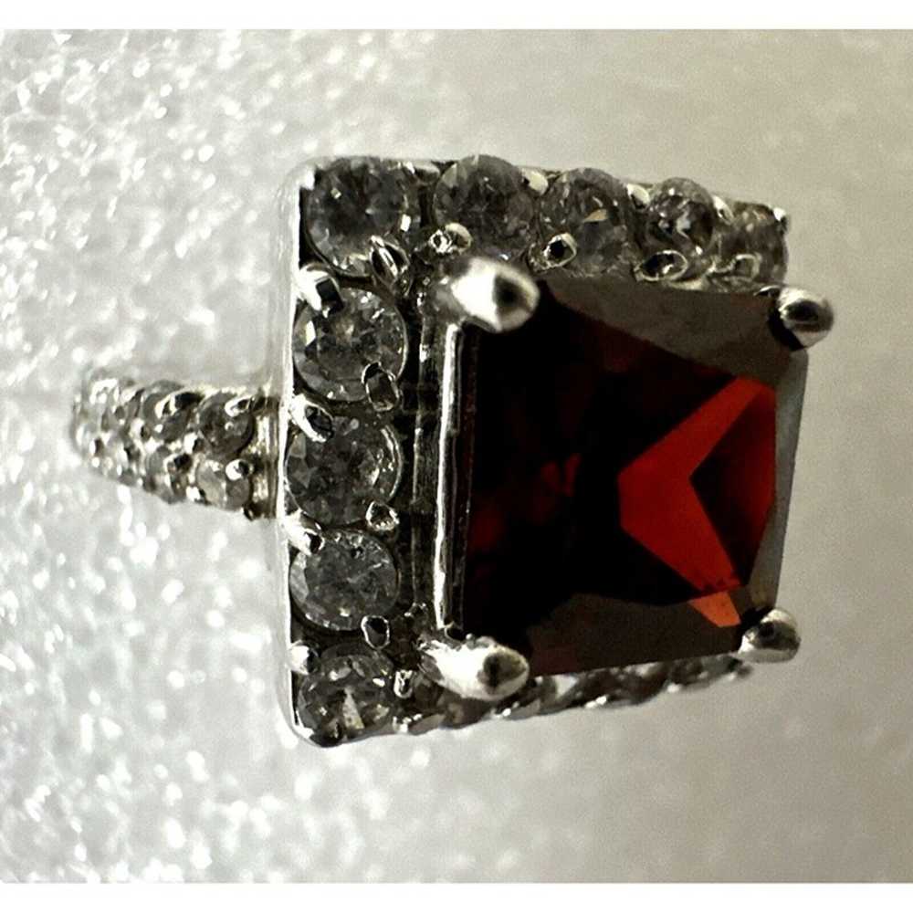 Vintage Signed EDCO Cocktail Ring Ruby Red Stone … - image 3