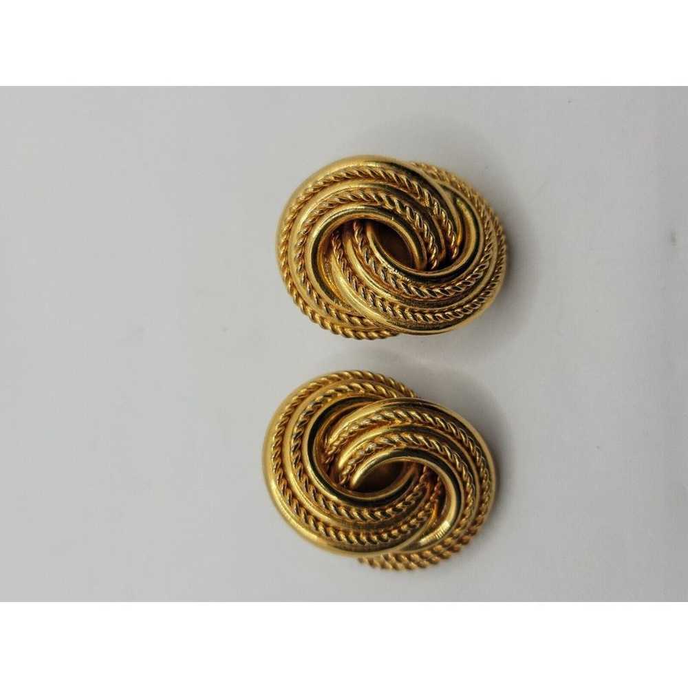 Twist Knot Gold Tone Large Chunky Retro Ladies Cl… - image 1