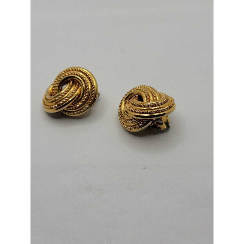 Twist Knot Gold Tone Large Chunky Retro Ladies Cl… - image 2