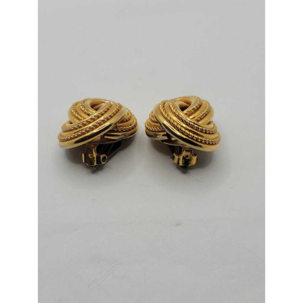 Twist Knot Gold Tone Large Chunky Retro Ladies Cl… - image 3