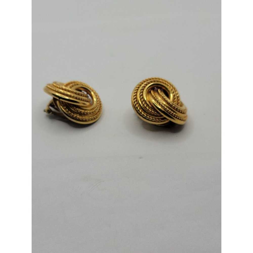 Twist Knot Gold Tone Large Chunky Retro Ladies Cl… - image 4