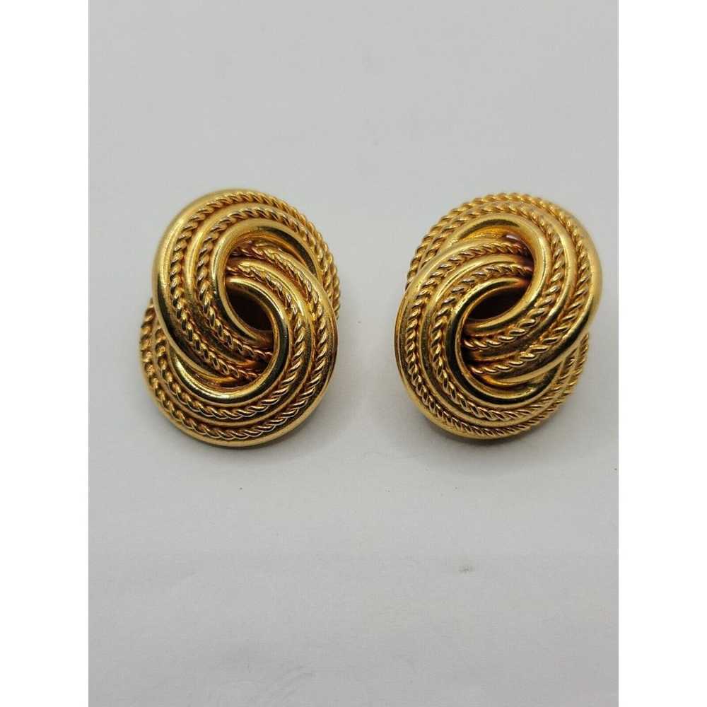 Twist Knot Gold Tone Large Chunky Retro Ladies Cl… - image 5