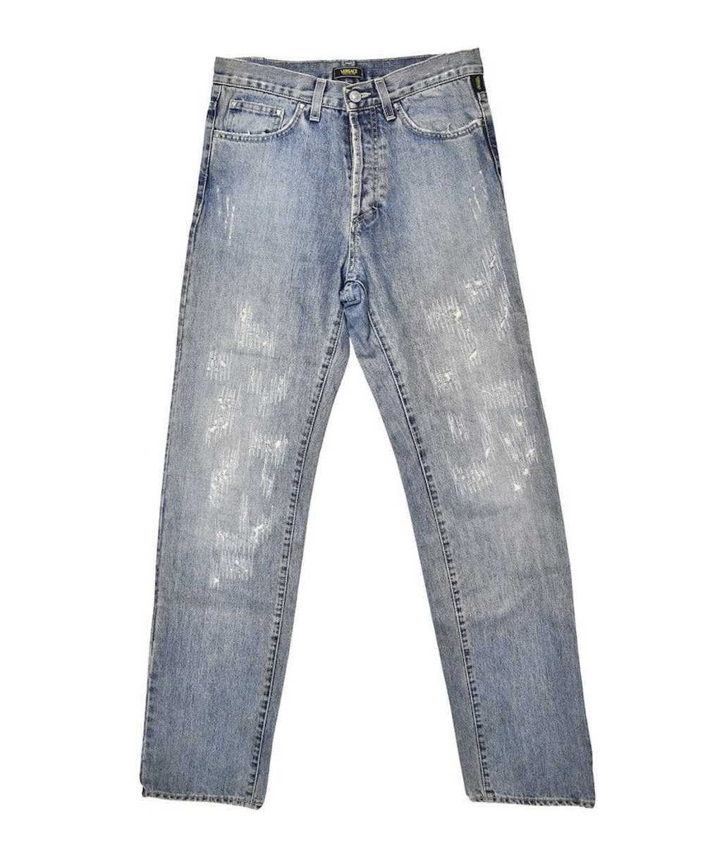 Distressed Denim × Versace ice bule damaged denim… - image 1