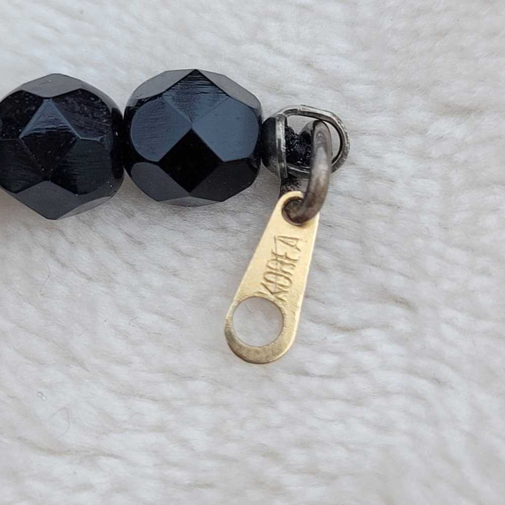 Vintage Black Faceted Glass Crystal Graduated Bea… - image 4