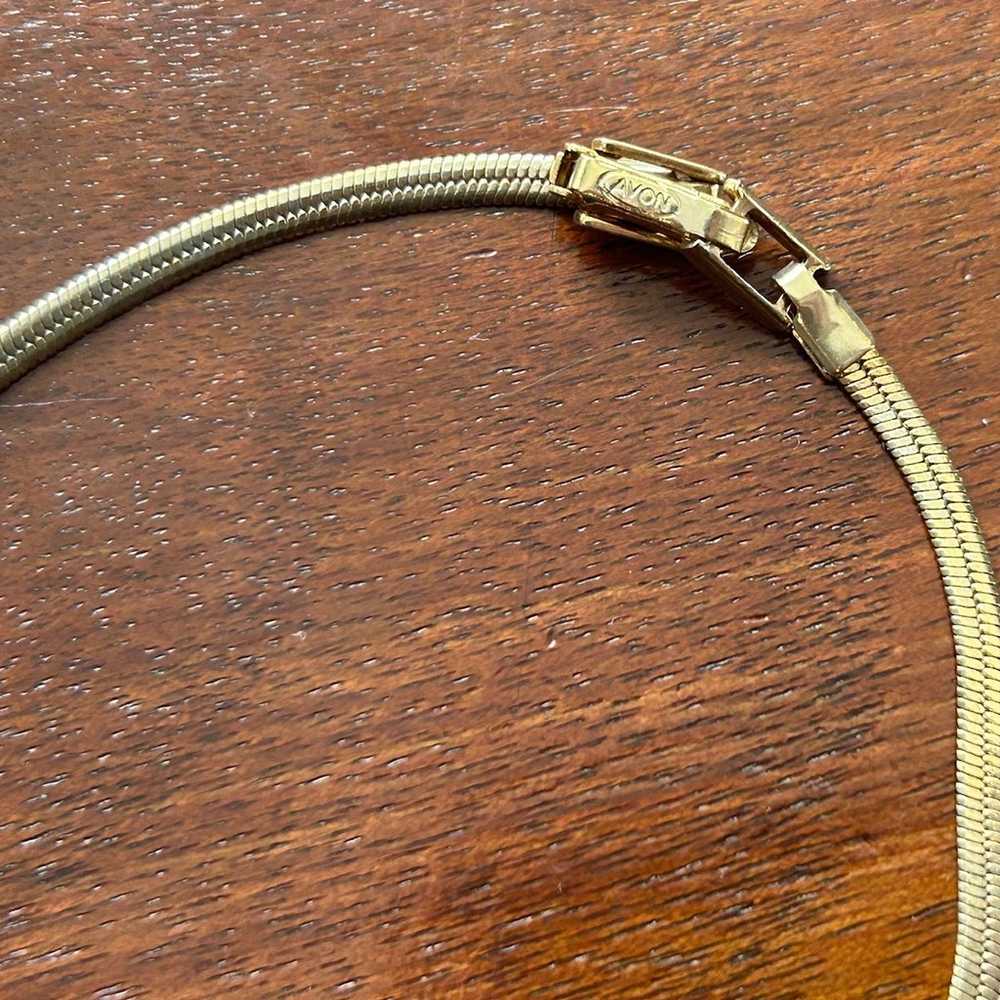 Vintage Avon V Bar Gold Tone & Rhinestone Bracelet - image 4