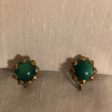 Emerald Green Vintage Earrings - image 1