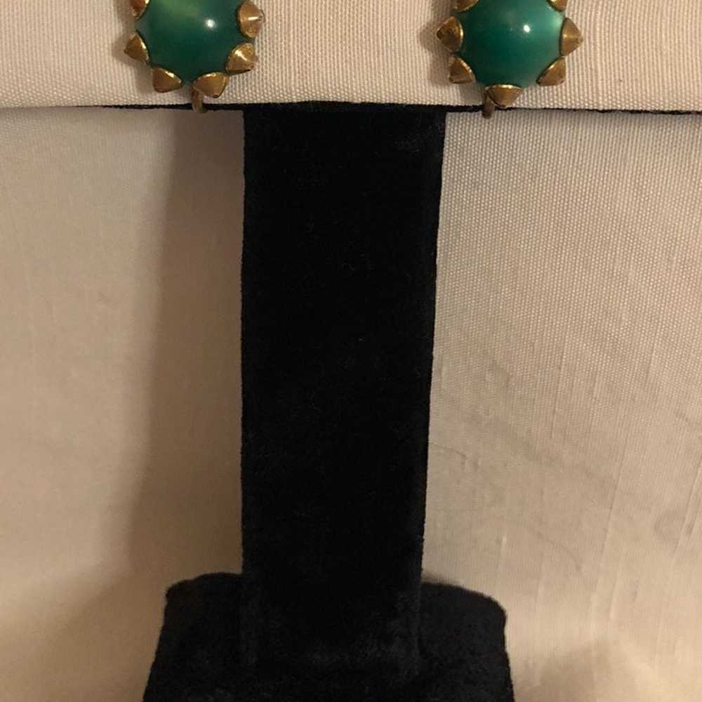 Emerald Green Vintage Earrings - image 2