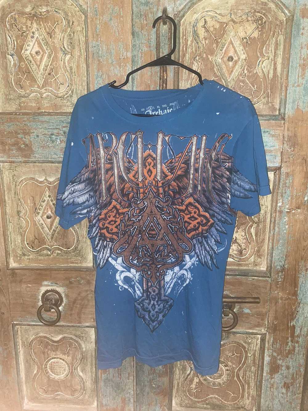 Affliction Blue and orange Affliction T Shirt - image 1