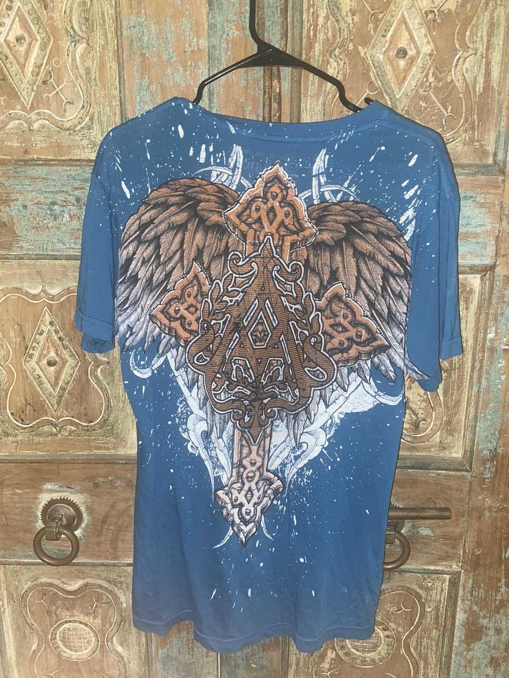 Affliction Blue and orange Affliction T Shirt - image 2