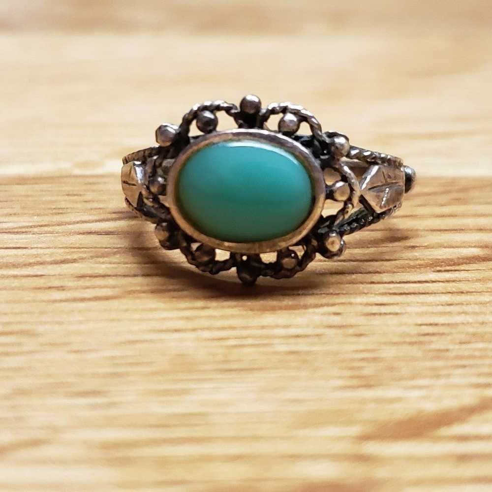 VTG Sterling Silver SOUTHWESTERN Turquoise Ring - image 1