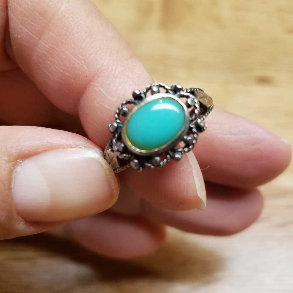 VTG Sterling Silver SOUTHWESTERN Turquoise Ring - image 2