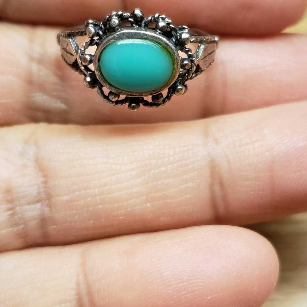 VTG Sterling Silver SOUTHWESTERN Turquoise Ring - image 3