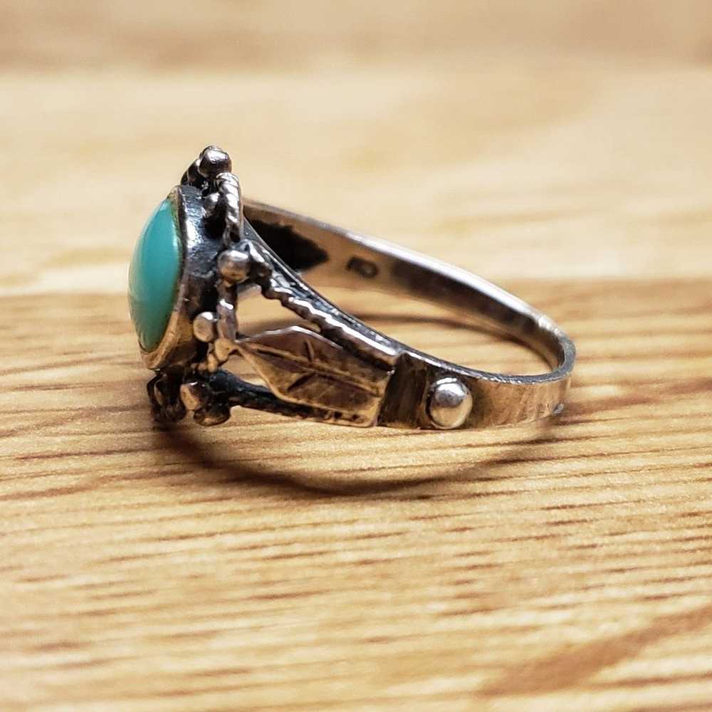 VTG Sterling Silver SOUTHWESTERN Turquoise Ring - image 4