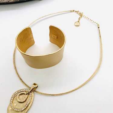 Vintage Wide Cuff Bracelet & Statement Necklace - image 1