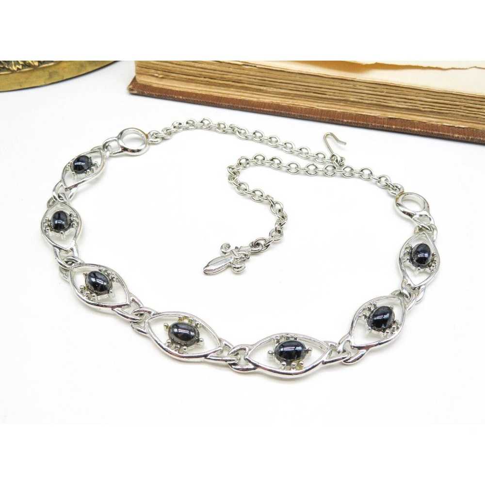 Vintage Silver Tone Hematite Mid Century Modernis… - image 1