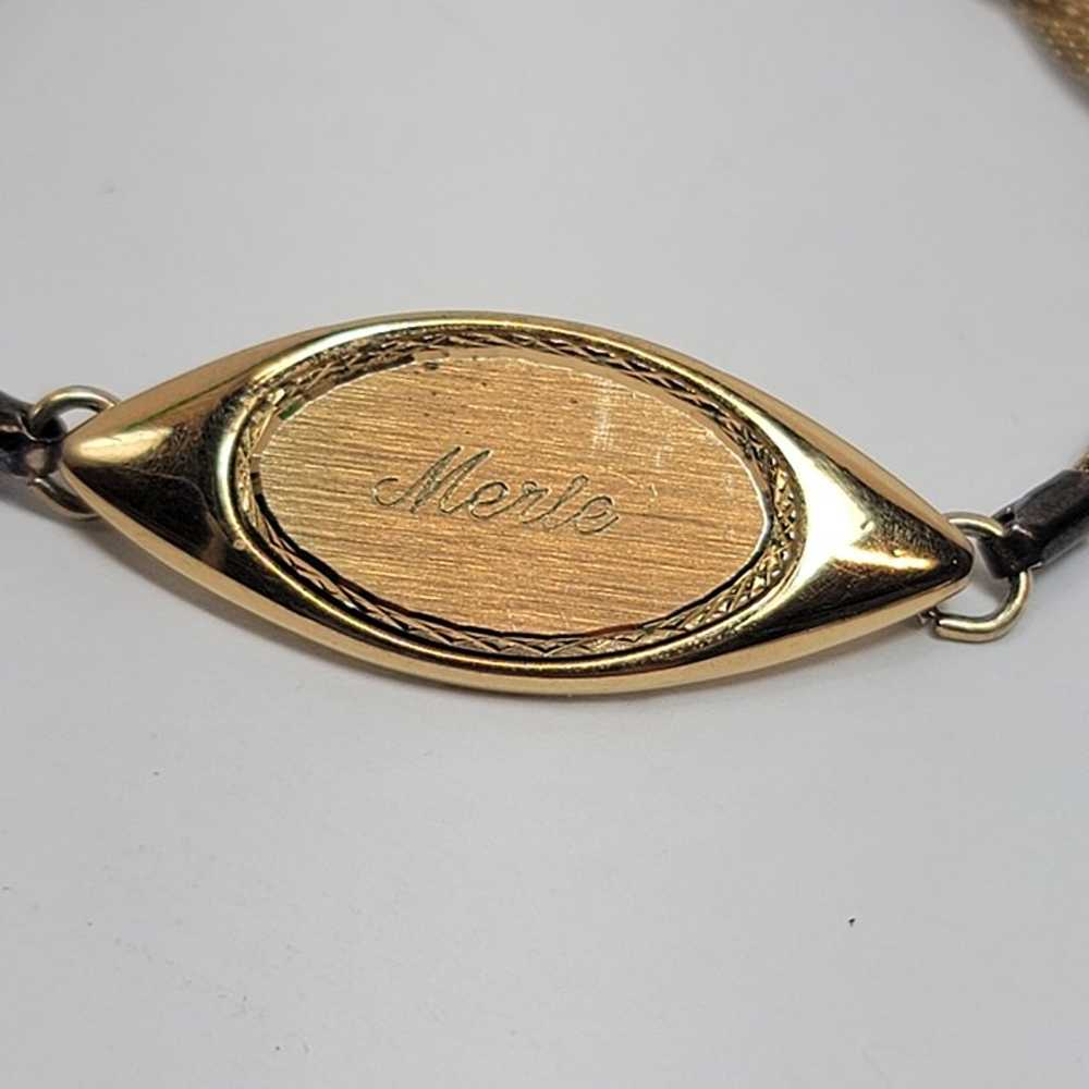 Vintage SPEIDEL USA Name ID Merle Bracelet - Gold… - image 2