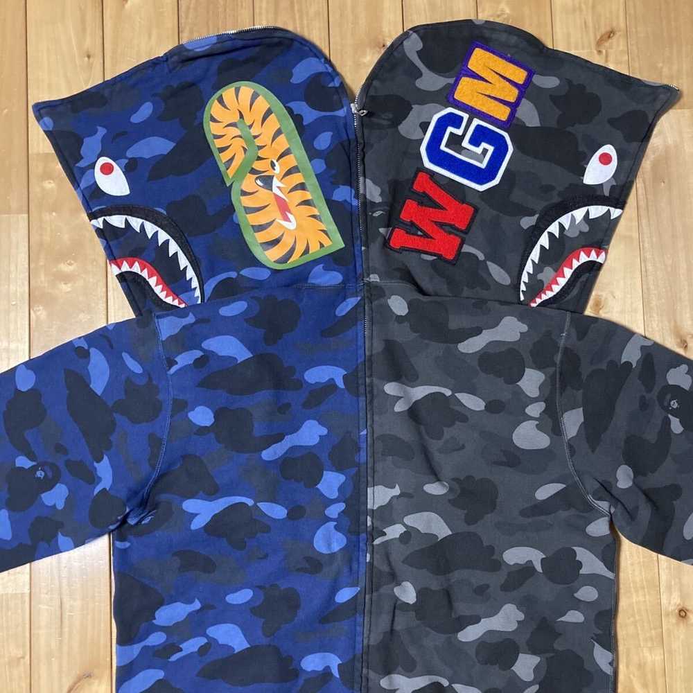 Bape BAPE Black camo × Blue camo separate shark f… - image 2