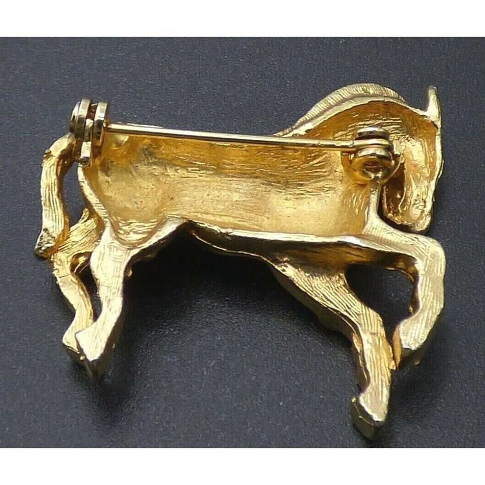 Vintage Zebra Brooch Pin Gold Tone Metal Shiny Re… - image 6