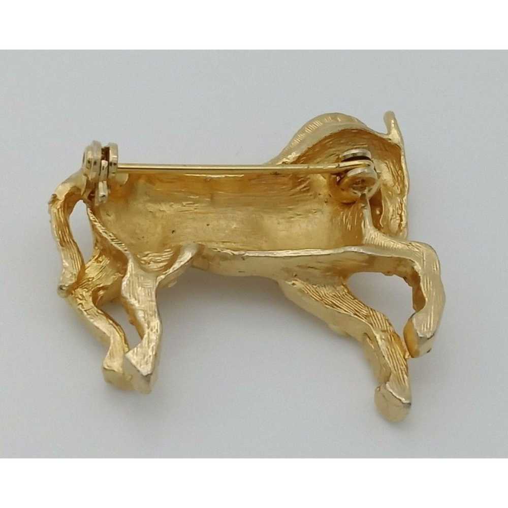 Vintage Zebra Brooch Pin Gold Tone Metal Shiny Re… - image 8