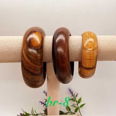 LOT OF 3 WOOD BANGLES BRACELETS  NICE GRAIN BR-8 - image 1