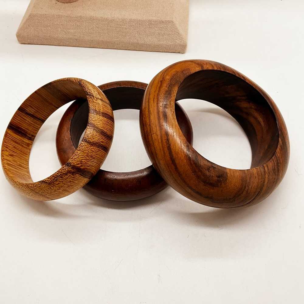 LOT OF 3 WOOD BANGLES BRACELETS  NICE GRAIN BR-8 - image 4