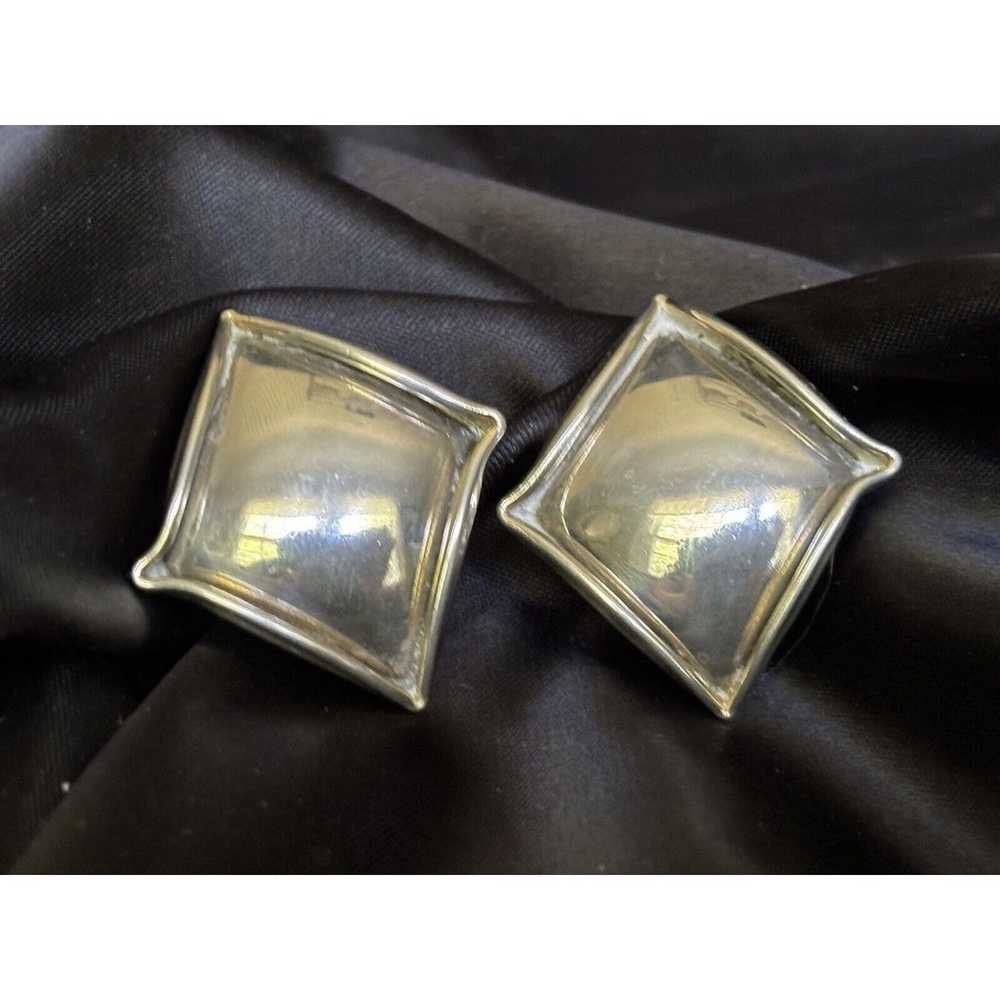 Vintage Ellen Designs Clip Earrings Modernist Sil… - image 2