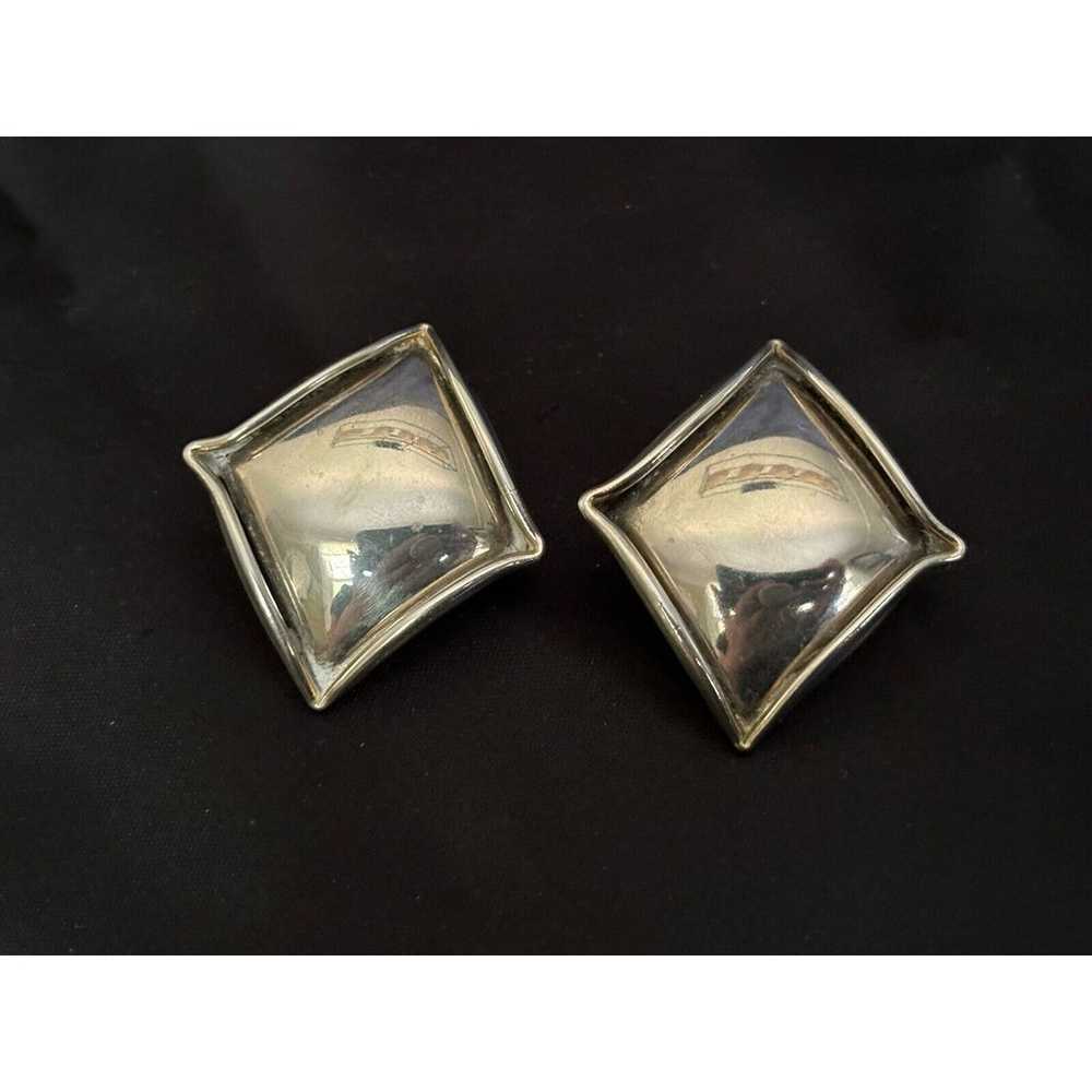 Vintage Ellen Designs Clip Earrings Modernist Sil… - image 4