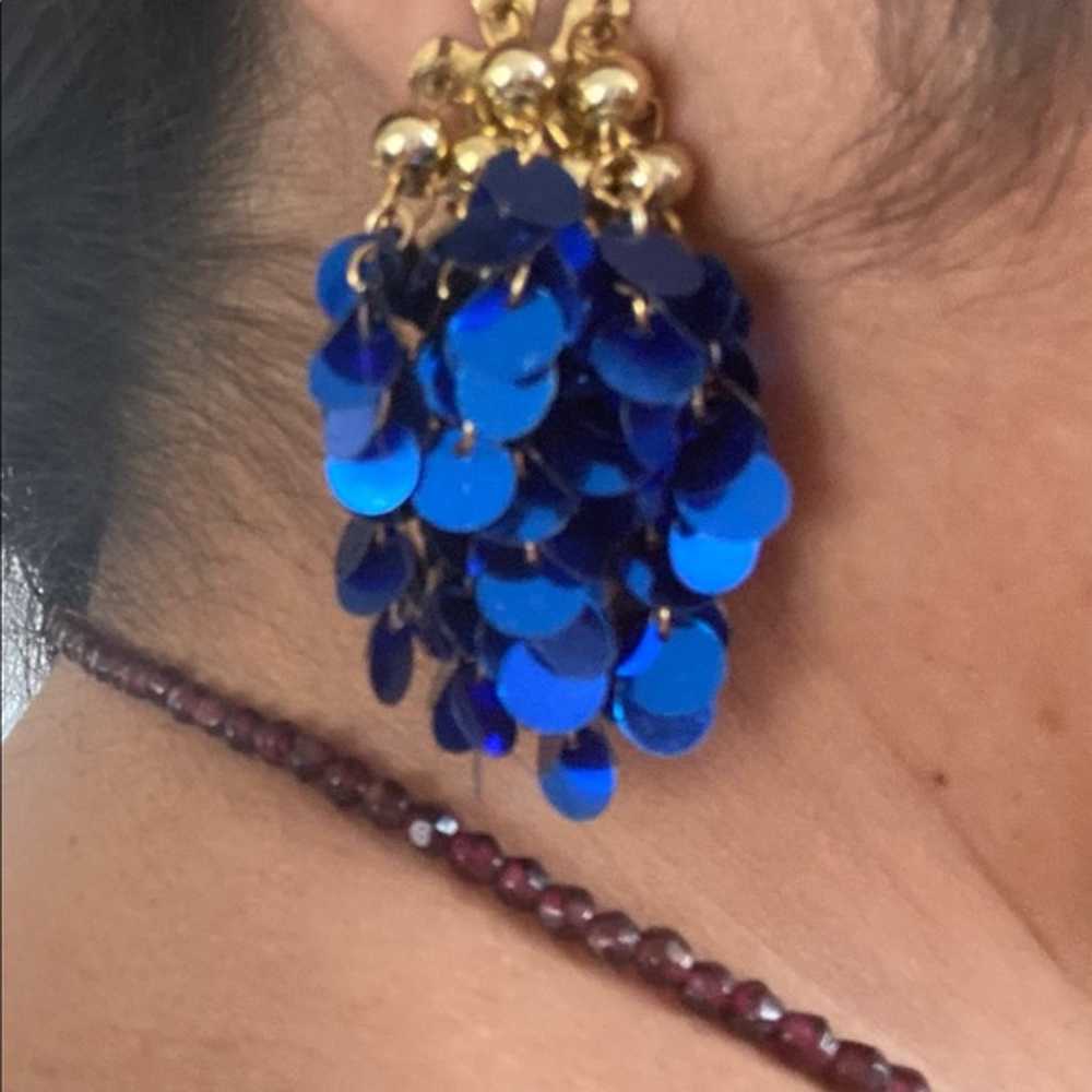 Vintage 60’s Royal Blue Sequin Clip-on Earrings - image 4