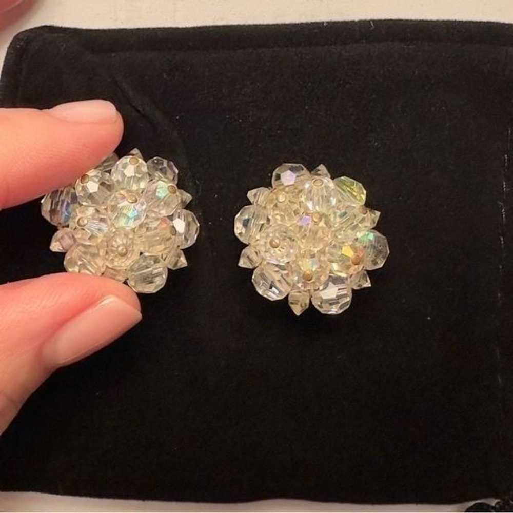 Vintage Rhinestone Clip on Dressy Earrings - image 3